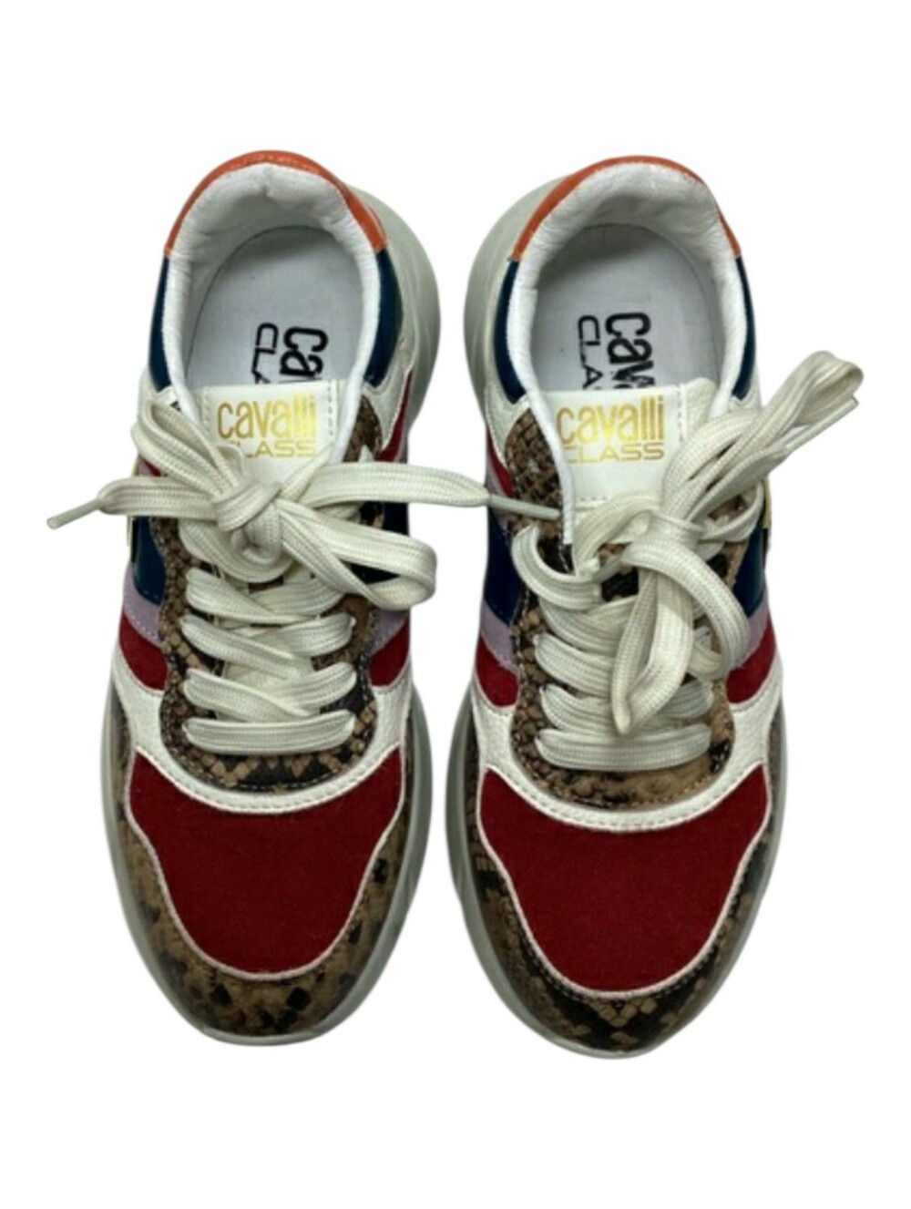 Roberto Cavalli Class White Sneaker with Blue Trim Size EU‎ 36